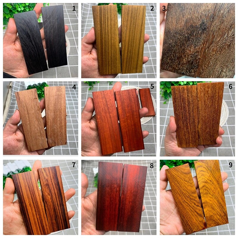 1 Paio Legno Coltello Scala Manico Vuoto Artigianato Fatto a Mano Piatto Tessuto