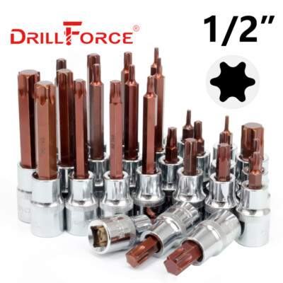 1/2'' Drive Torx Socket Bit Adapter T20/T25/T27/T30/T35/T40/T45/T50/T55/T60/T70