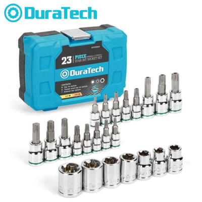 DURATECH 23PCS Torx Bit Socket External Torx Sockets 8 Star Female E-Torx Socket