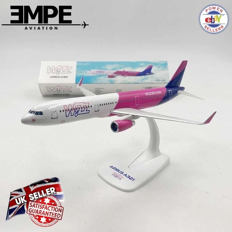 Wizz Air 1/200航空機モデル Wizz Air Airbus A321 Model Aircraft Plane Scale 1:200 - NEW