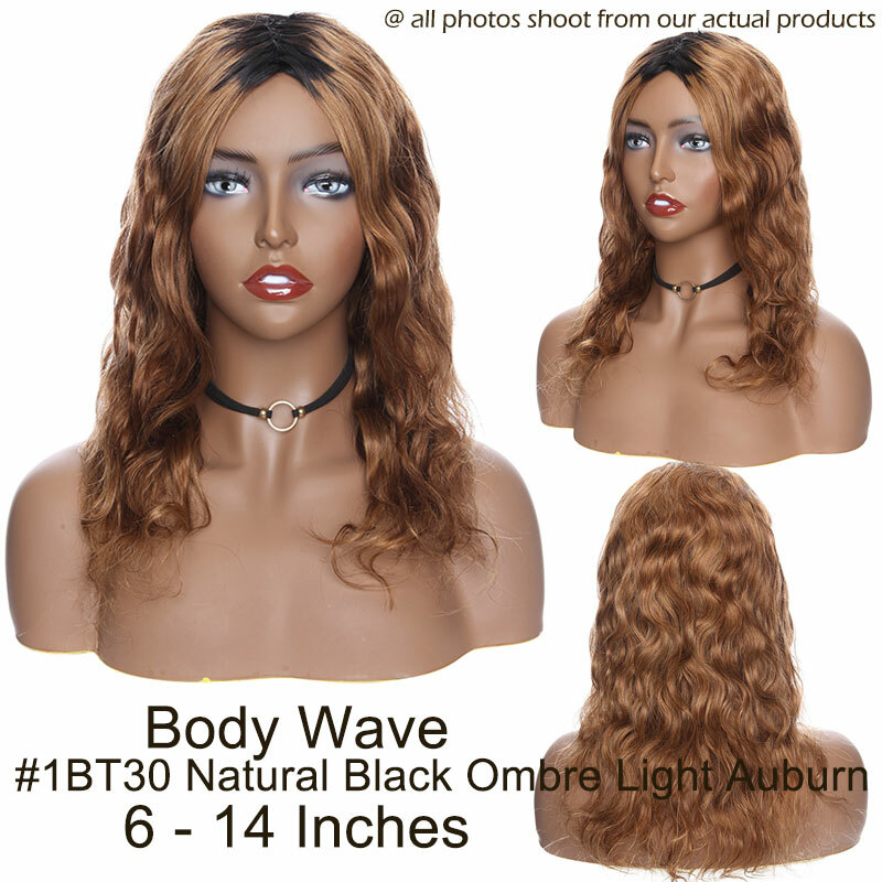 Loose Deep Wave Curly Short Black Wig Brazilian Remy Human Hair Wigs Thick Ombre