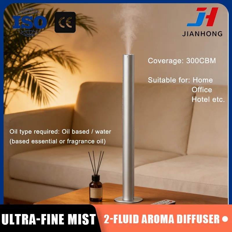 Aluminum Alloy 2-Fluid Aroma Diffuser 300m³ Coverage APP Control 4 Timers Type-C