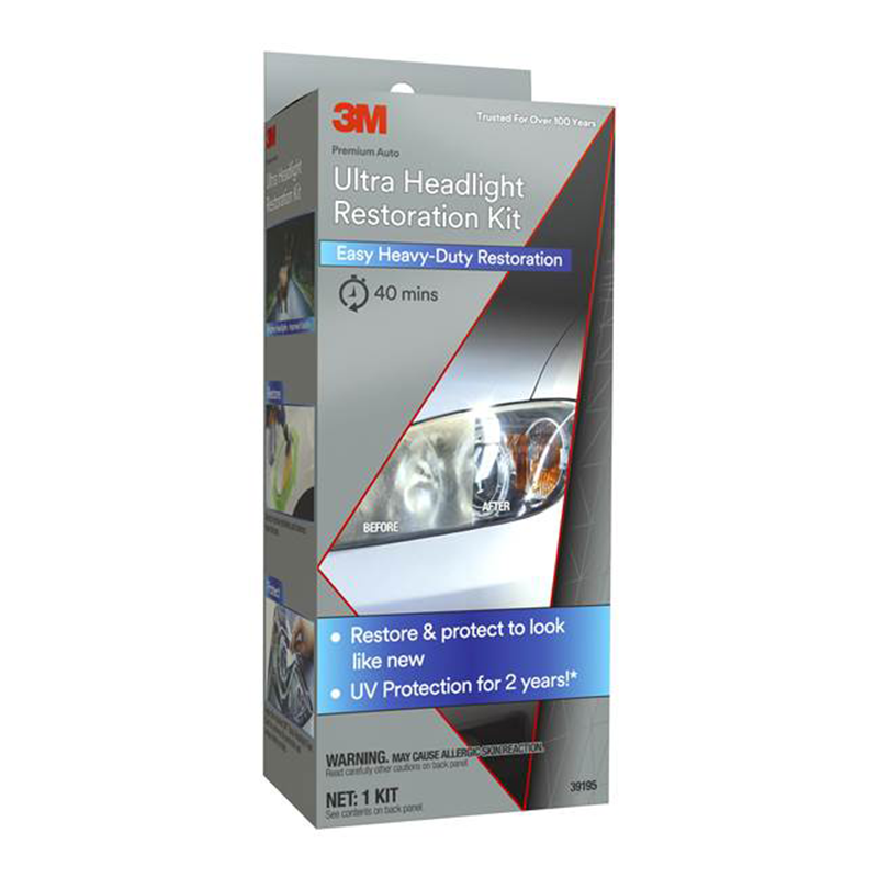3M™ Heavy Duty Headlight Restoration Kit with Quick Clear Coat, 39195