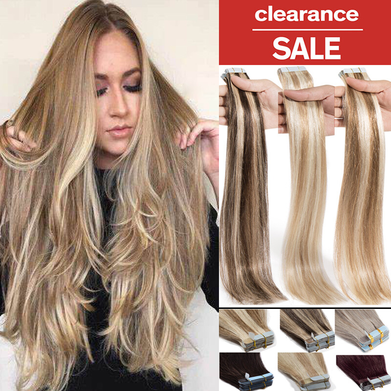 Skin Weft 100% Real Remy Human Hair Tape In Extensions Highlight/ Ombre 20-60pcs