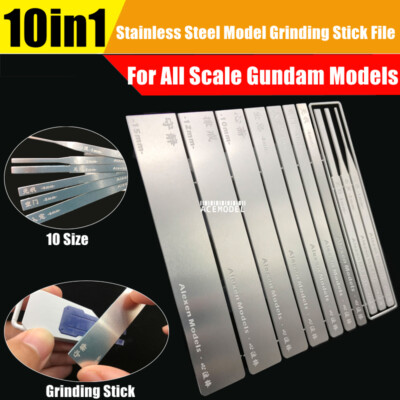 10in1 Stainless Steel Sanding Board Grinding Stick File Set Hobby Craft Tools