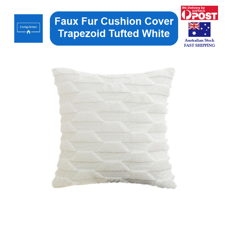 Cushion Cover Trapezoid Tufted Faux Fur Decorative Pillow Case for Sofa Bed 45cm - Picture 6 of 6