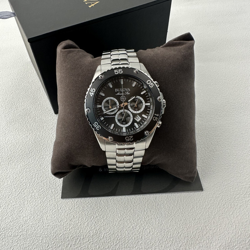 Pre-owned Bulova Marine Star/98b401 Chronograph Grey Dial 41.5mm Quartz Men's-watch