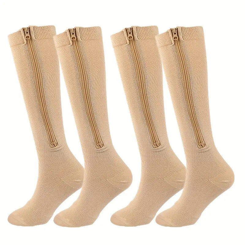 3PK Zippered Compression Socks Closed Toe 20-30mmHg with Zipper Safe Protection