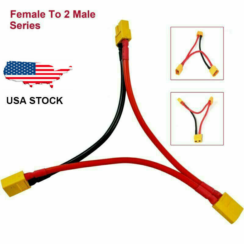 XT60 Series Female to 2 Male Adapter Serial Battery Plug Connector LiPo Y Cable
