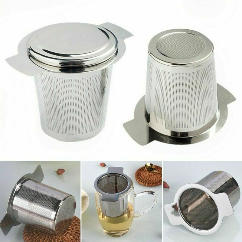 Infuser Metal Cup Strainer Loose Leaf Filter + Lid Kit