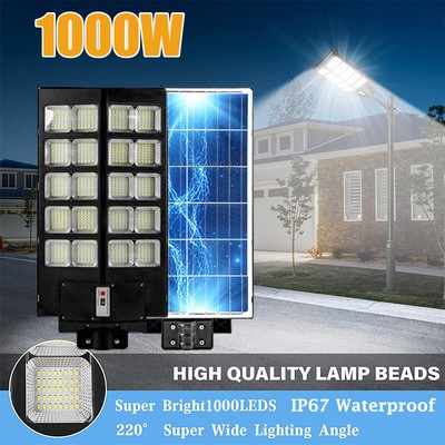 1000W LED Solar Street Wall Light PIR Motion Sensor Security Outdoor Garden Lamp
