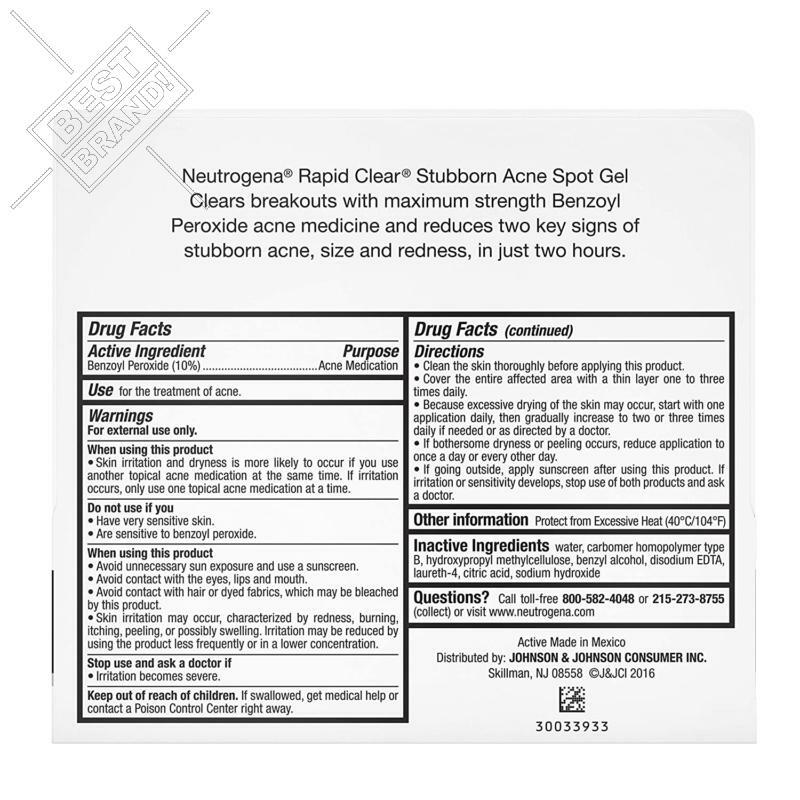 Neutrogena Rapid Clear Stubborn Acne Spot Treatment Gel 1oz