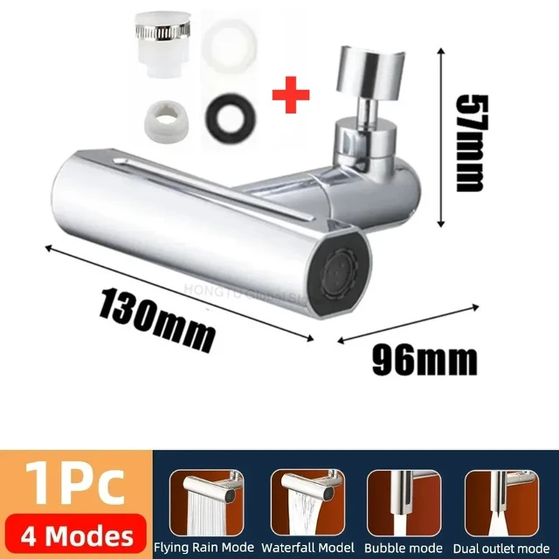 4 in 1 Swivel Waterfall Faucet Extension Adapter Sprayer 4 Modes Multifunctional
