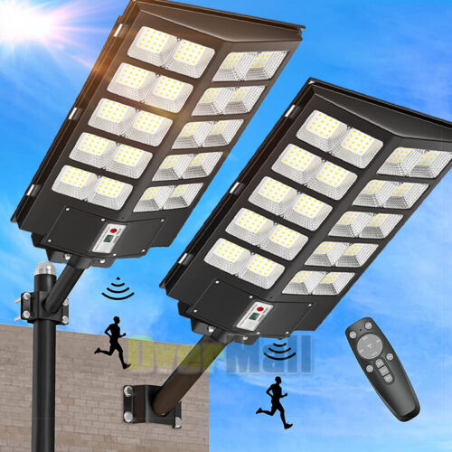 Commercial 100000000LM Dusk to Dawn Solar Power Street Light IP67 Road Lamp+Pole