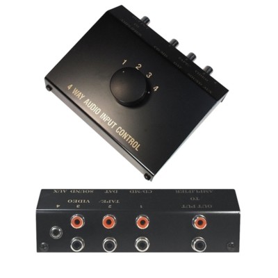 Audio Chinch Cinch Klinke Verteiler Umschalter Umschaltbox Switch 4 IN 1 OUT