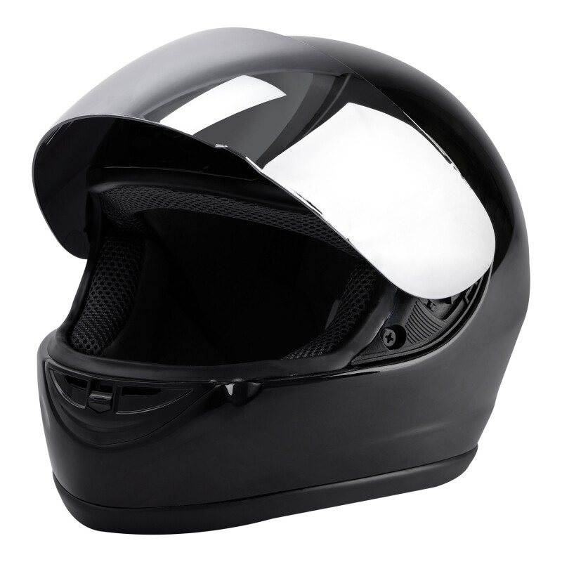 Street Bike Adult Full Face Glossy Sliver Visor S M L Xl Xxl