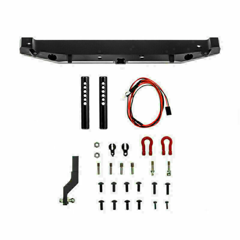 Metal Rear Bumper & LED Light for TRX4 SCX10 II 90046 90047 1/10 RC Crawler Car