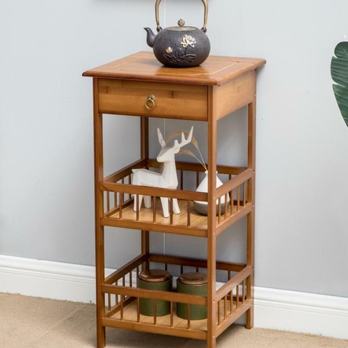 2/3 Tier Vintage End Table Nightstand Tall Slim Side Couch Table Stand w/ Drawer