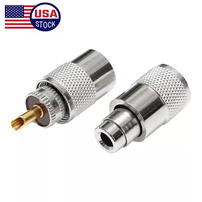 2Pcs NEW RF Connector UHF PL-259 Male Solder Type for RG8 RG213 LMR400 Coax Wire