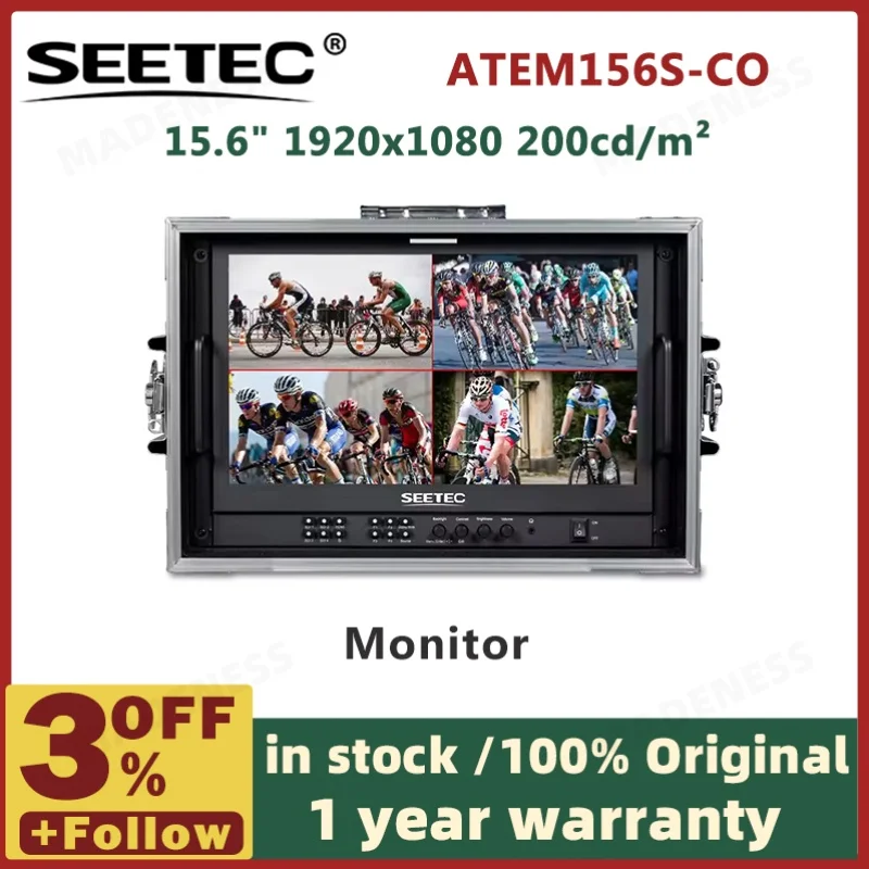 ATEM156S-CO 15.6 Inch Multi Camera Broadcast Carry-on Monitor D LUT HDR Waveform