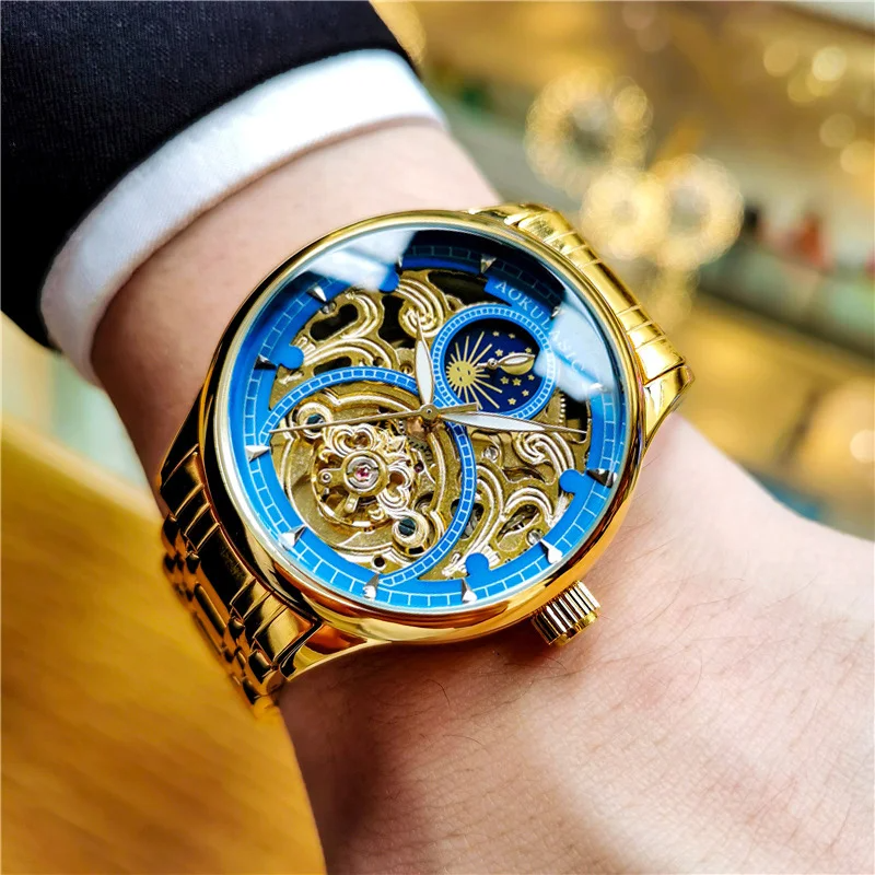Aokulasic Gold men Mechanical Watch Skeleton Waterproof Aokulasic Gold men Mechanical Watch Skeleton Waterproof