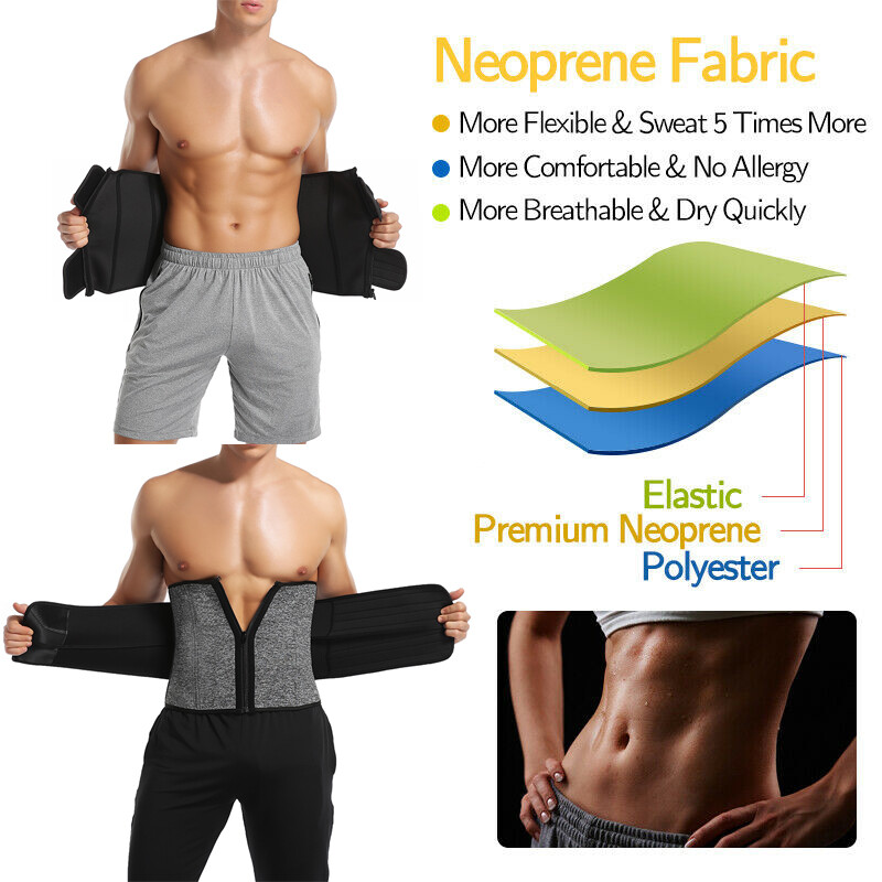 Men Belly Fat Burner Body Shaper Waist Trainer Sauna Sweat Belt for Weight Loss