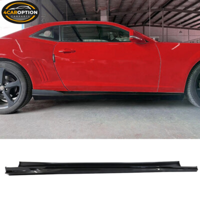 Fits 16-24 Chevy Camaro Side Skirt Rocker Panel Extension Lip Gloss Black 4PC PP