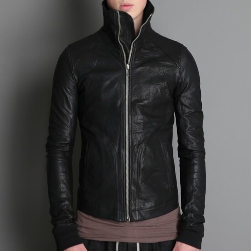 NEW Rick Owens Intarsia High Neck Leather Jacket FW11