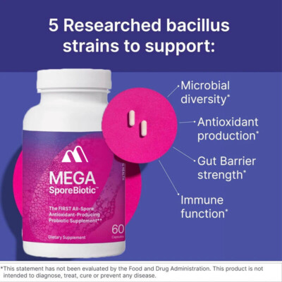 60 Capsules Mega Spore Biotic Probiotics Promote Digestive Health