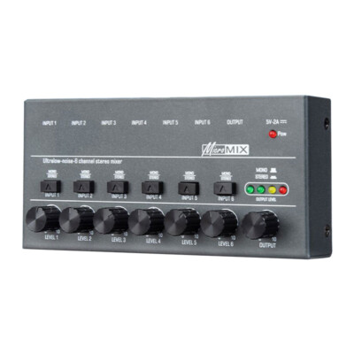 4/6/8 Channels Bass Mixer Ultra Low Noise TYPE-C 5V 2A Convenient for Sub-Mixing
