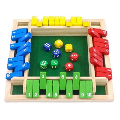4 Players Shut the Box Dice Game Wooden Board Math Number Game Family US shiping