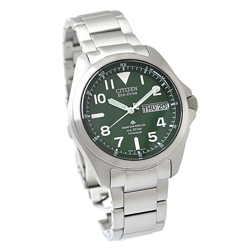 Pre-owned Citizen Promaster Land Pmd56-2951 Titanium Eco-drive Solar Watch Green Dial 39mm