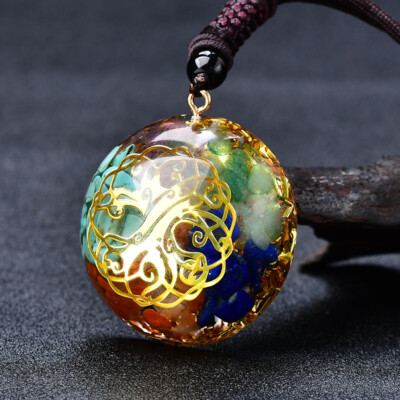 7 Chakra Orgone Eye Energy Generator Pendant Necklace Crystal Meditation Gift