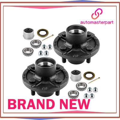 Pair 4 on 4'' Trailer Idler Hub Kits for 2000 LBS Axle 4 Lug L44643 Bearings