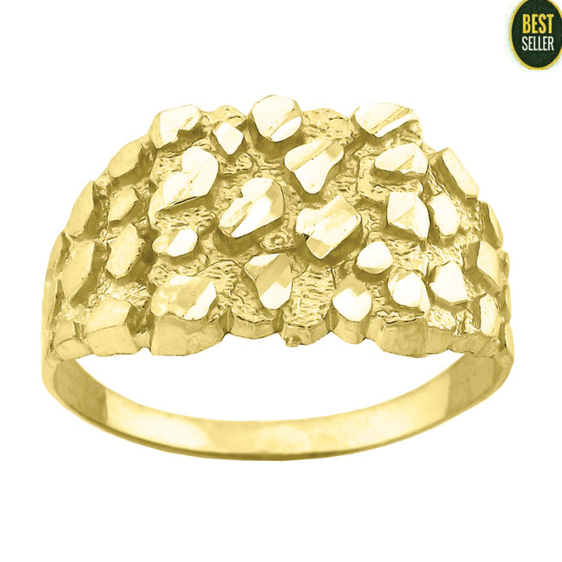 Pre-owned Fashion Ring Real 10kt Yellow Gold Nugget Fashion Mens Womens Jewelry Ring Gifts
