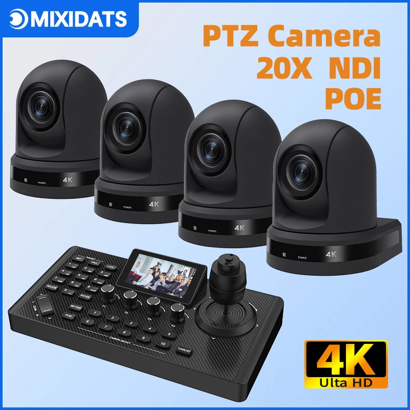 4K NDI PTZ Camera 1-10pcs 20X Zoom Video Conference Camera for Church Business