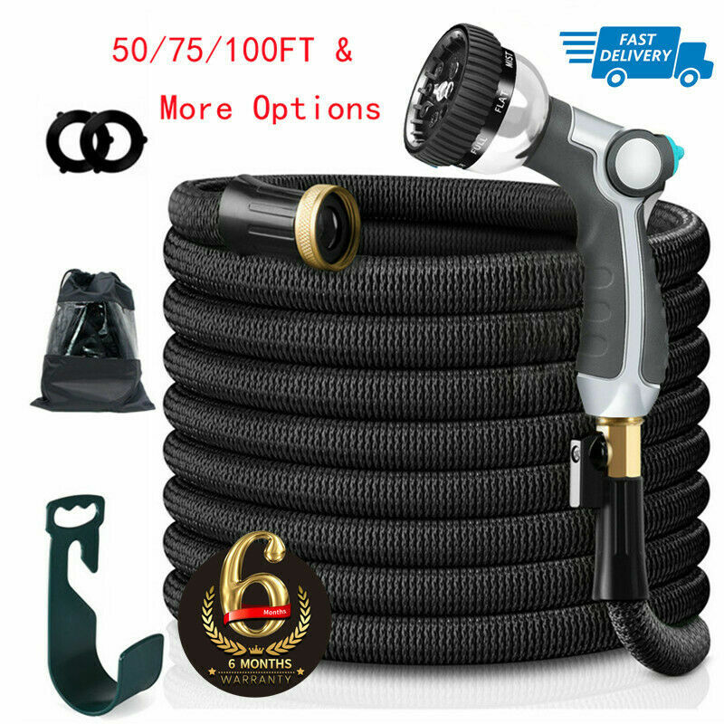 100ft Upgraded Flexible Lightweight Water Hose W/ Nozzle