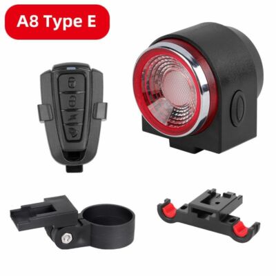 Rechargeable Rear Bicycle Light Brake Bike Wireless Control Anti-theft Alarm 