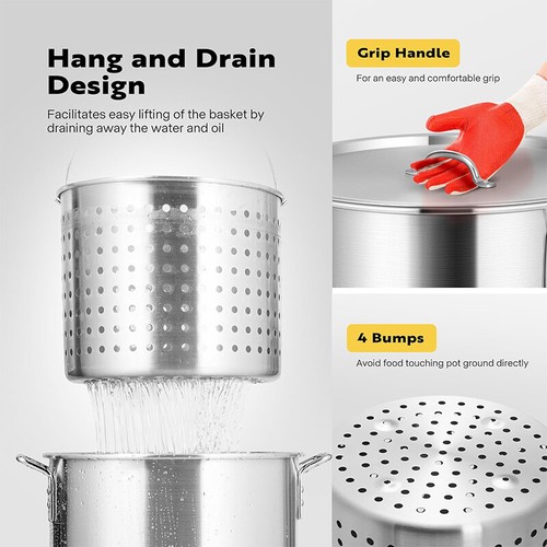 65QT Turkey Deep Fryer Aluminum Seafood Boil Pot with 110000BTU Propane Burner