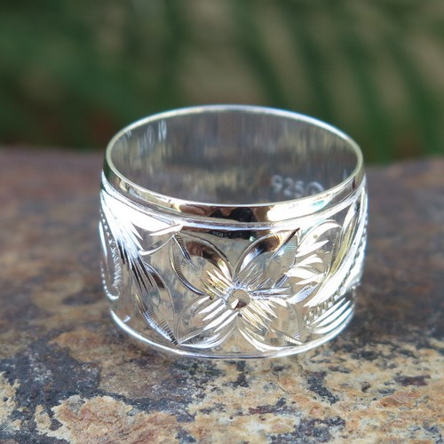 Hawaiian Jewelry Sterling Silver Scrolling Flower Wedding