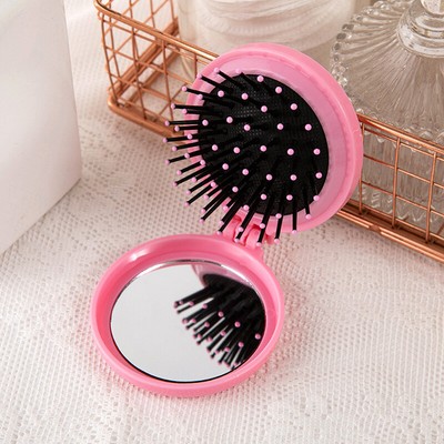 Small Comb With Foldable Mirror Portable Comb With Mirror Tool Girl Hair Brush