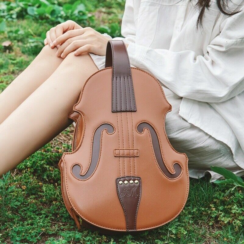 Borsa A Forma Di Violino In Finta Pelle PU Lolita Da Spalla Singola Retro Casual
