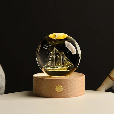 Starry Sky Astronaut White Crystal Ball Glow 3D Sculpture Night Light Customized