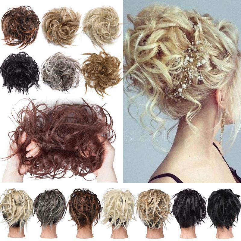 Zerzaust Hepburn Dutt Bun Messy Ombre Haarteil Haarverlängerung Extension Blond