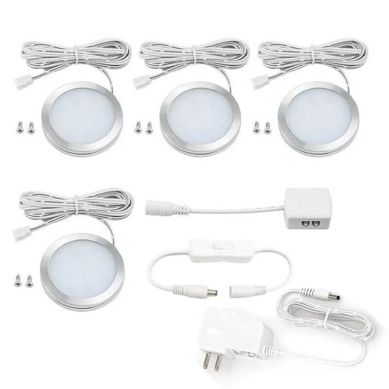 LED Under Cabinet Lighting Set Kitchen Counter Closet Shelf Puck Light Hardwired