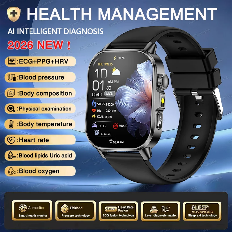 Men's Health Monitoring Smartwatch with ECG, Blood Pressure, and Bluetooth Call