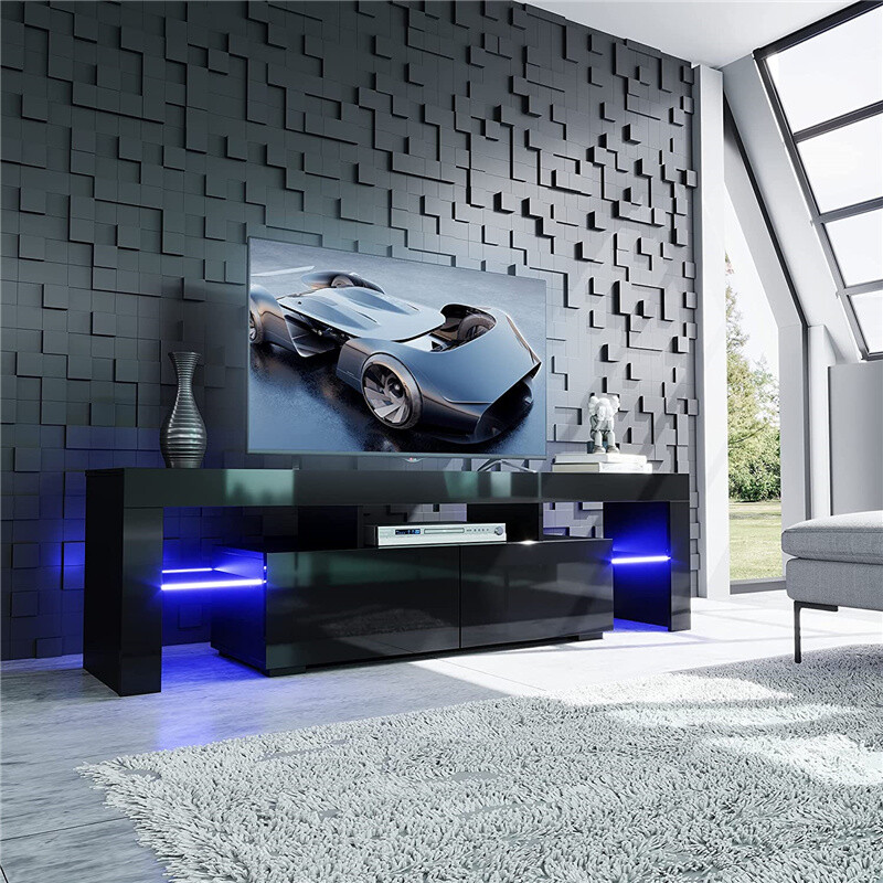 Unit Cabinet Entertainment Center W/ Led Shelf Large Drawer