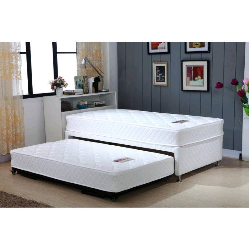 Single fabric bed base with trundle bed with mattress in York, North