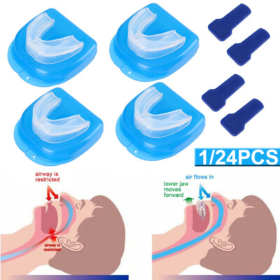 1/2/4PCS Stop Snoring Mouthpiece Sleep Apnea Guard Bruxism Anti Snore Grind Aid