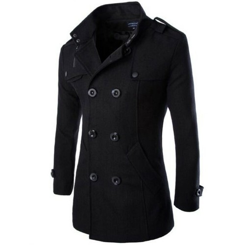 ジャケット・アウター DOUBLE WOOL LONG COAT Maiyifu-GJ Men's Double Breasted Wool Blend Overcoat Mid